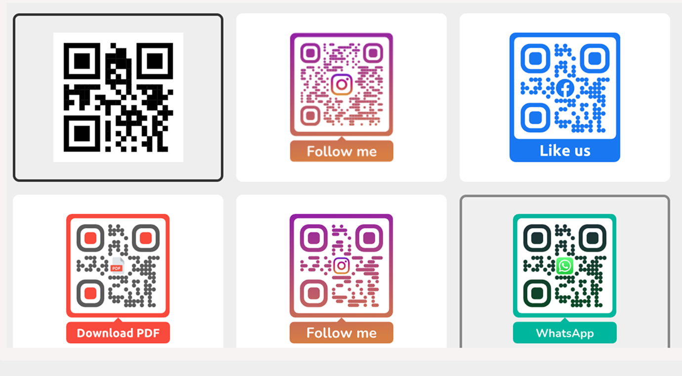 Captura de pantalla de Selección de diseños de Códigos QR en Generador Masivo de Códigos QR