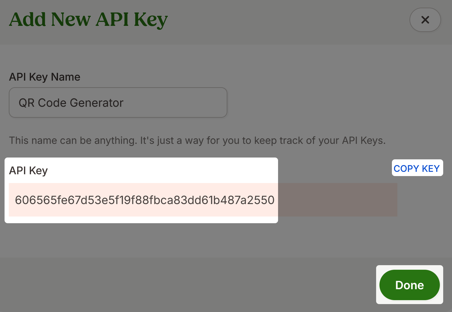 Clave API de BambooHR: Guarda tu clave.