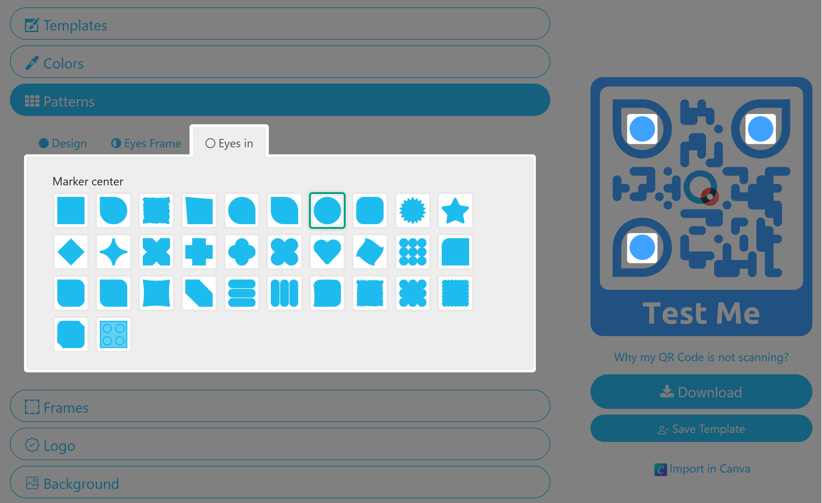 Screenshot of pattern eyes in tab 