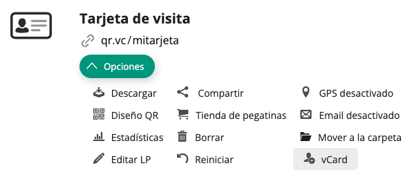 Enlace a vCard para descargar directamente el contacto