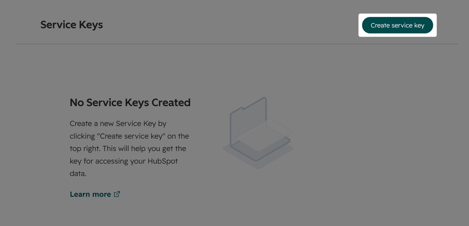 Screenshot: Highlighted service key Button