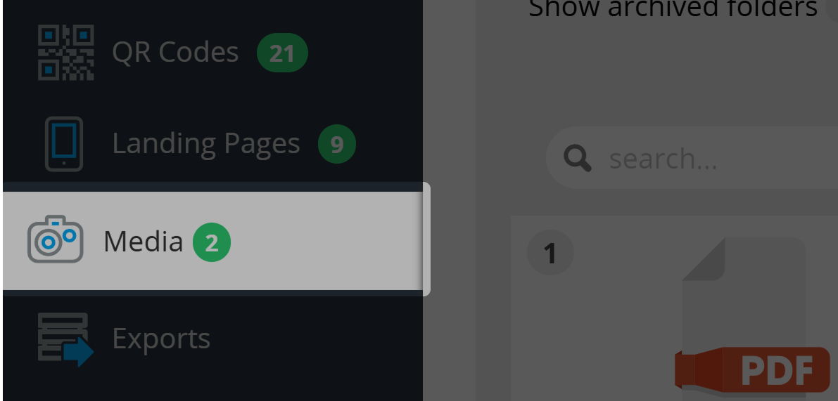 Screenshot of button "Media" in Main Navigation Menu 
