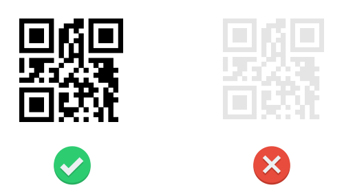 zwei qr codes mit gleichem inhalt aber unterschiedlichem kontrast