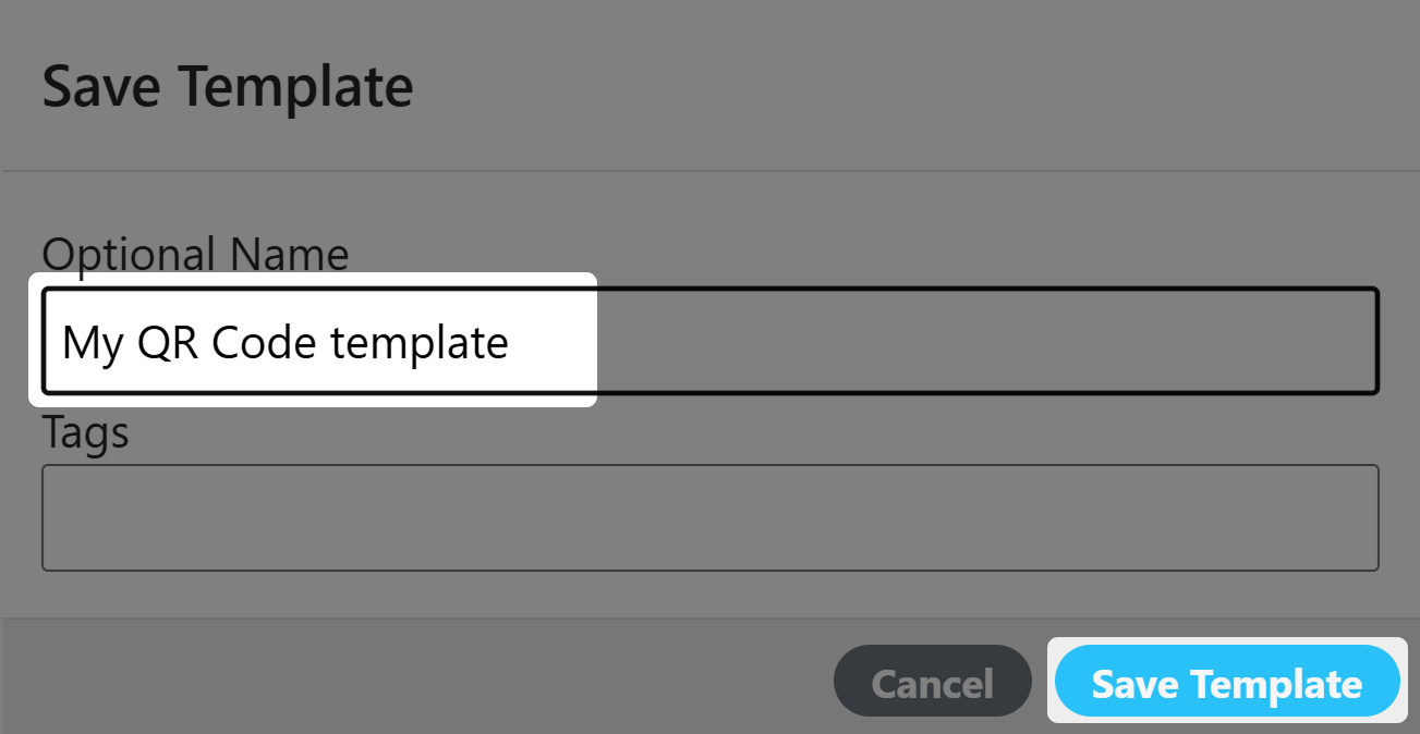 Screenshot of Save Template Pane 