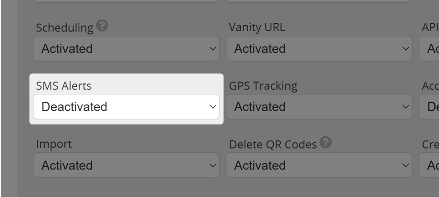 Screenshot of setting "API" in User Permissions Menu 