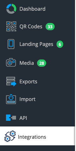Screenshot: menu with "Integrations" item selected