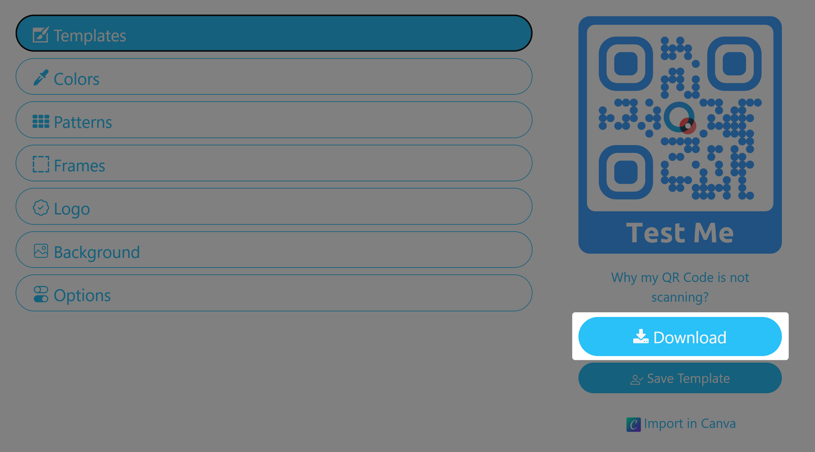 Screenshot of higlighted Download button 