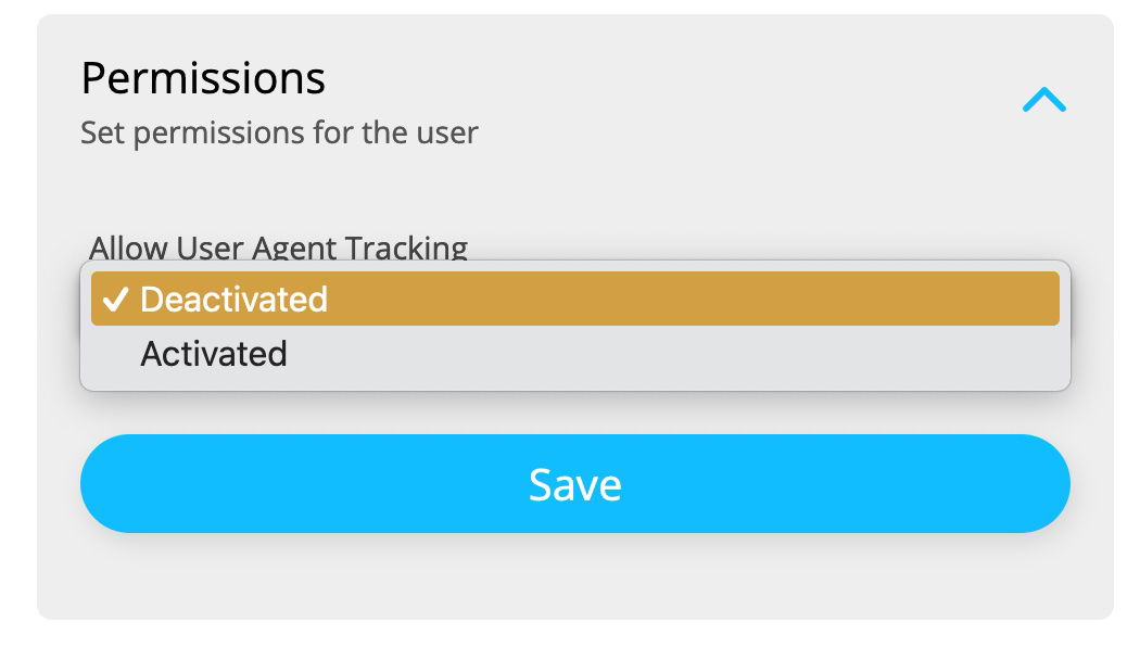 Set User Agent Tracking to Deactivated