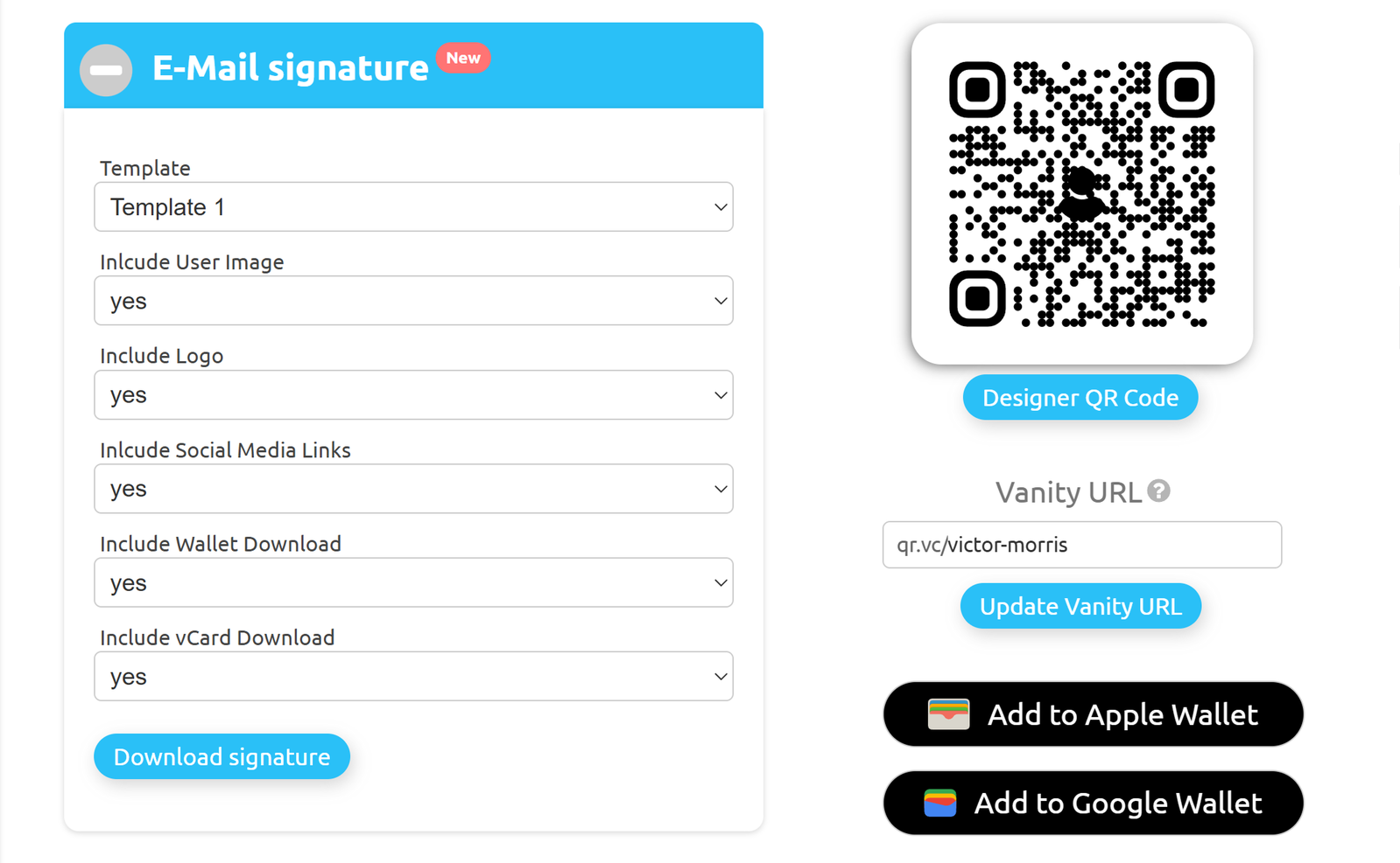 Screenshot of E-Mail signature pane 