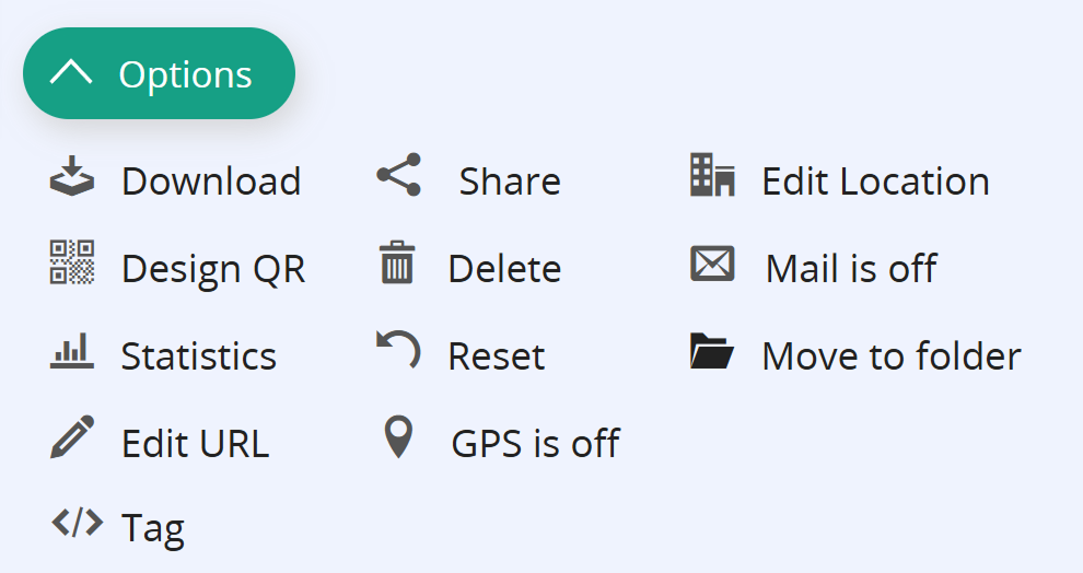 Screenshot of QR Code Options with hidden button "Sticker Shop" 