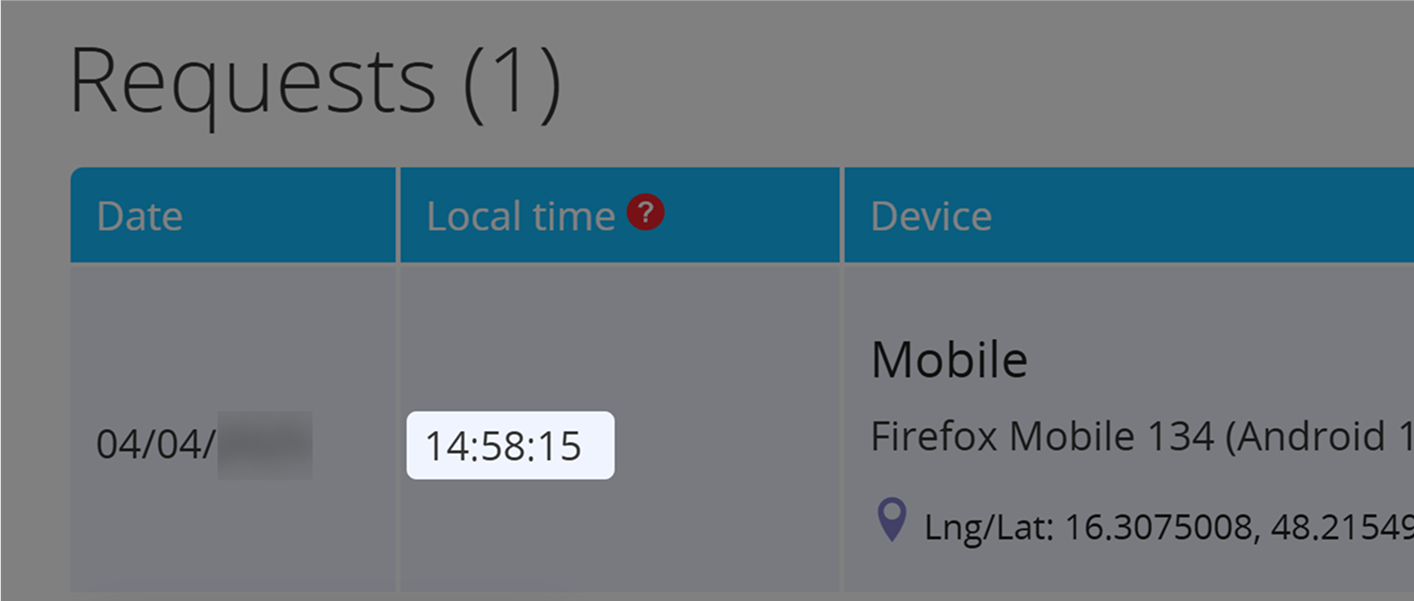 Screenshot of time stamp in 24-hour format 