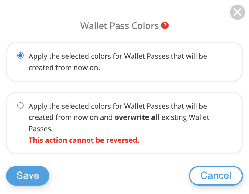 Wallet Pass Colors Popup