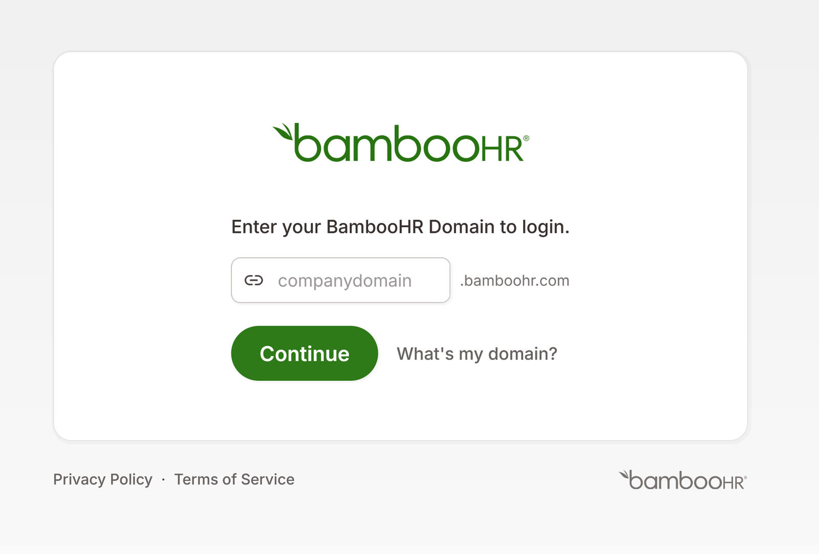 Página de inicio de sesión de BambooHR