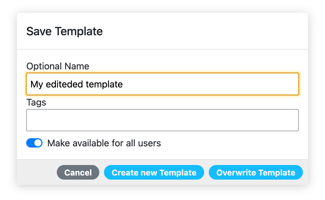 Overwrite an existing designer template