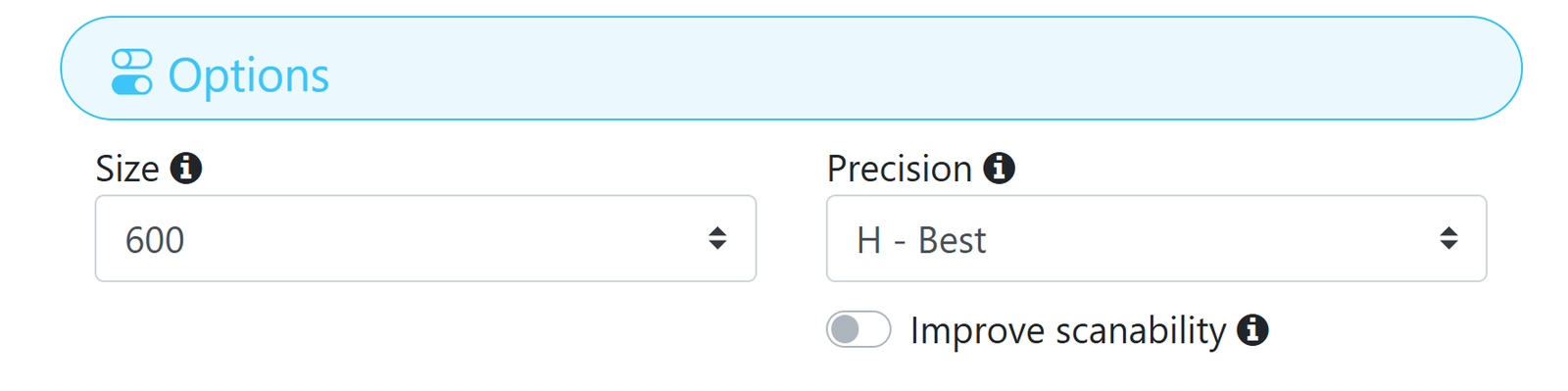 Screenshot of the design tool options pane 