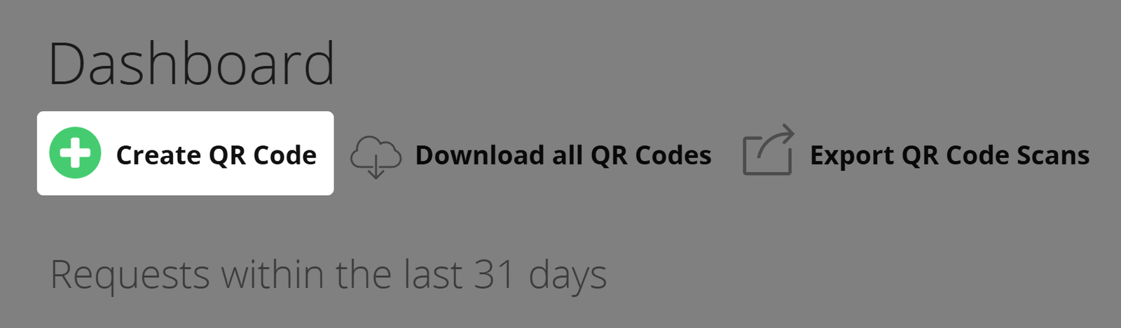 Screenshot of button "Create QR Code" on User Dashboard 