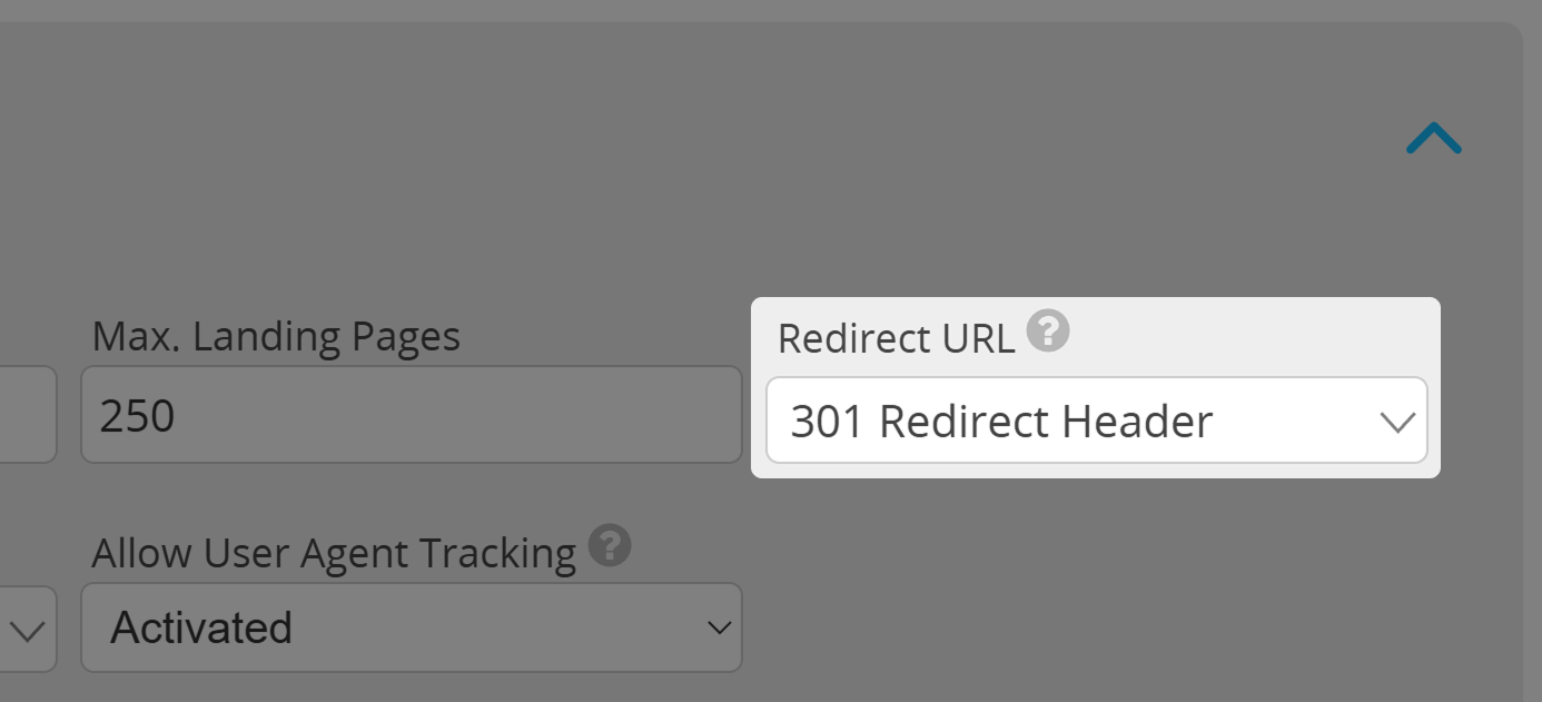 Screenshot of Redirection Setting in user permissions menu 