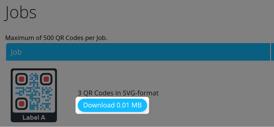 Screenshot Button "Download" on page "Jobs" 