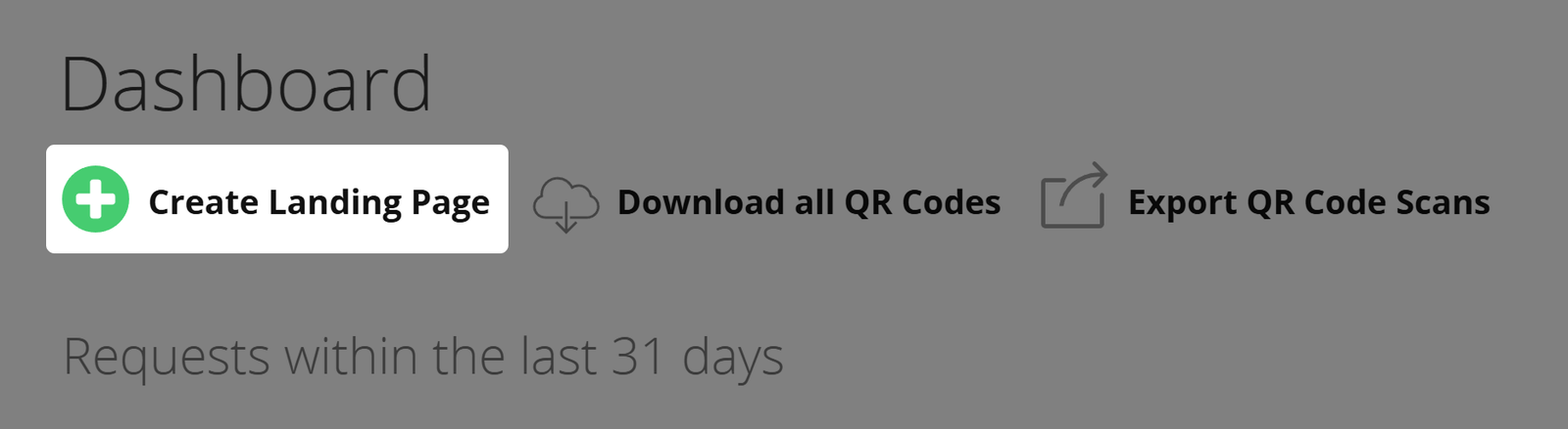 Screenshot of button "Create Landing Page" on User Dashboard 