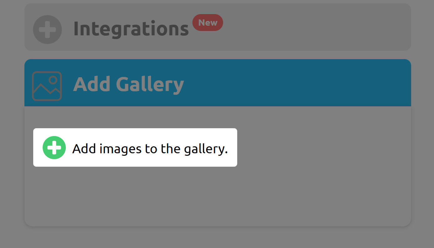 Screenshot of Gallery function in a Landing Page