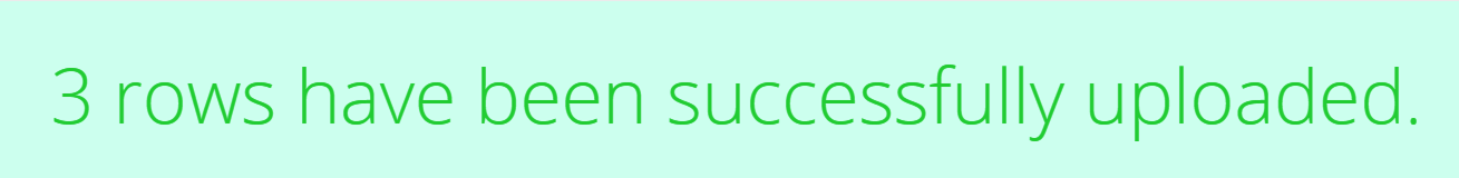 Screenshot of success-message after bulk-uploading QR Codes 