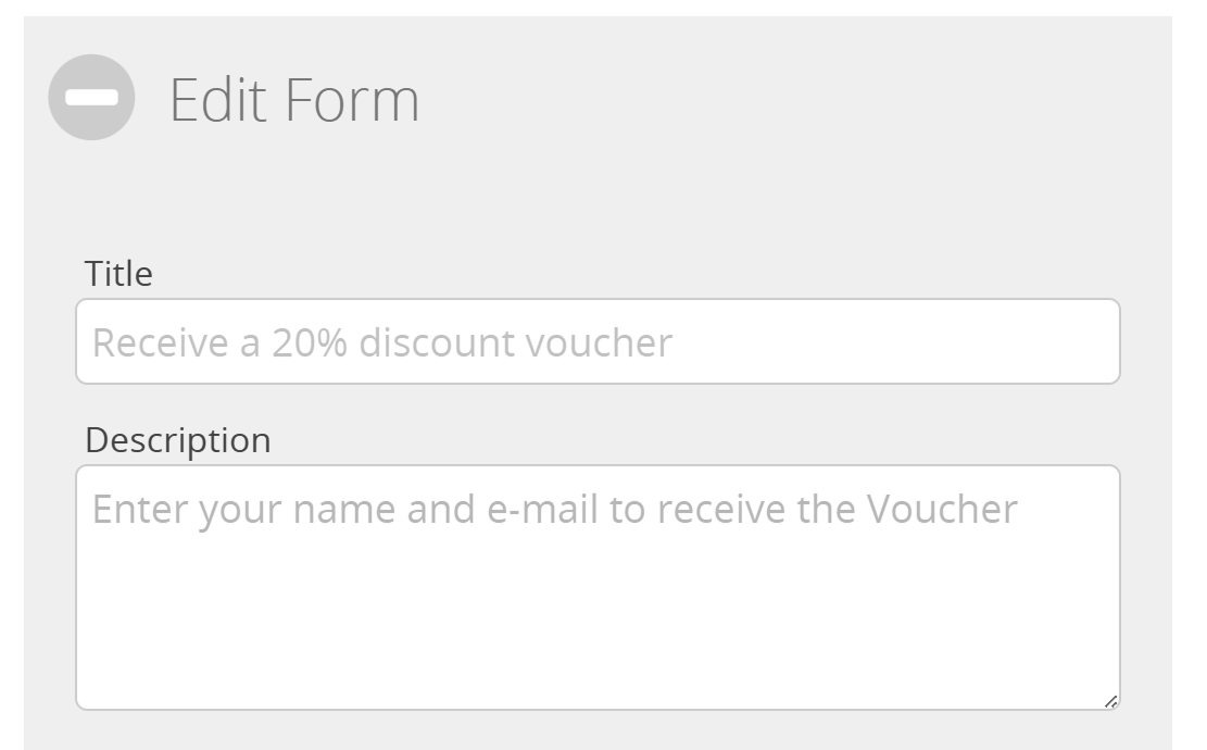 Screenshot of Fields "Title" and "Description" in the Lead Landing Page Editor.