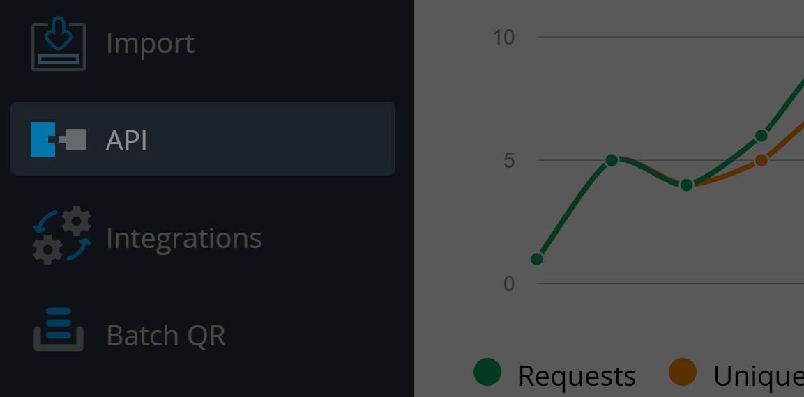 Screenshot of button "API"  in Main Navigation Menu 