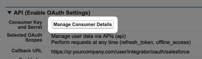 Screenshot: Highlighted Manage Consumer Details button