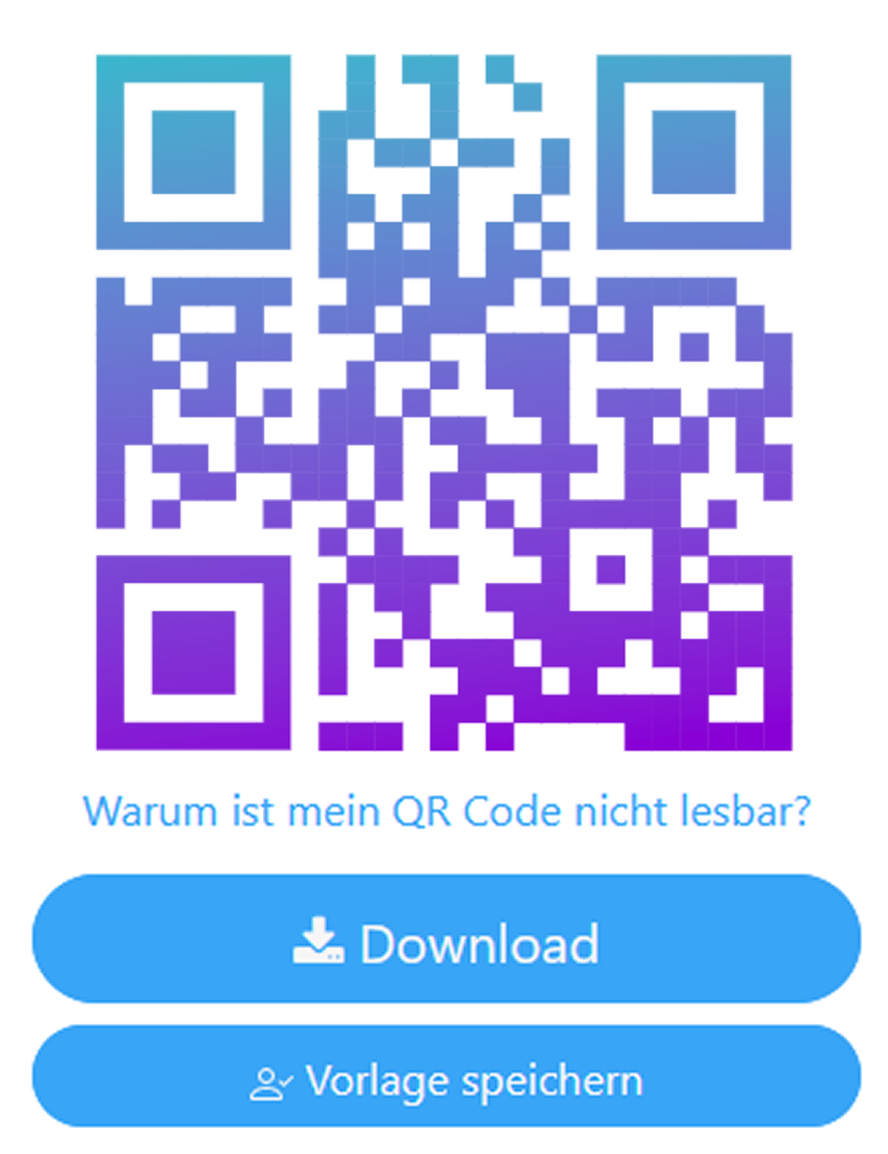 QR Code Downloaden oder Vorlage Speichern