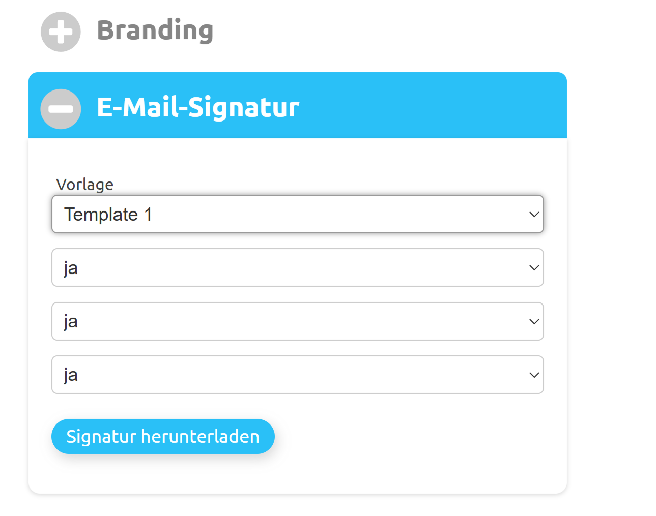 Screenshot des E-Mail-Signaturbereichs 