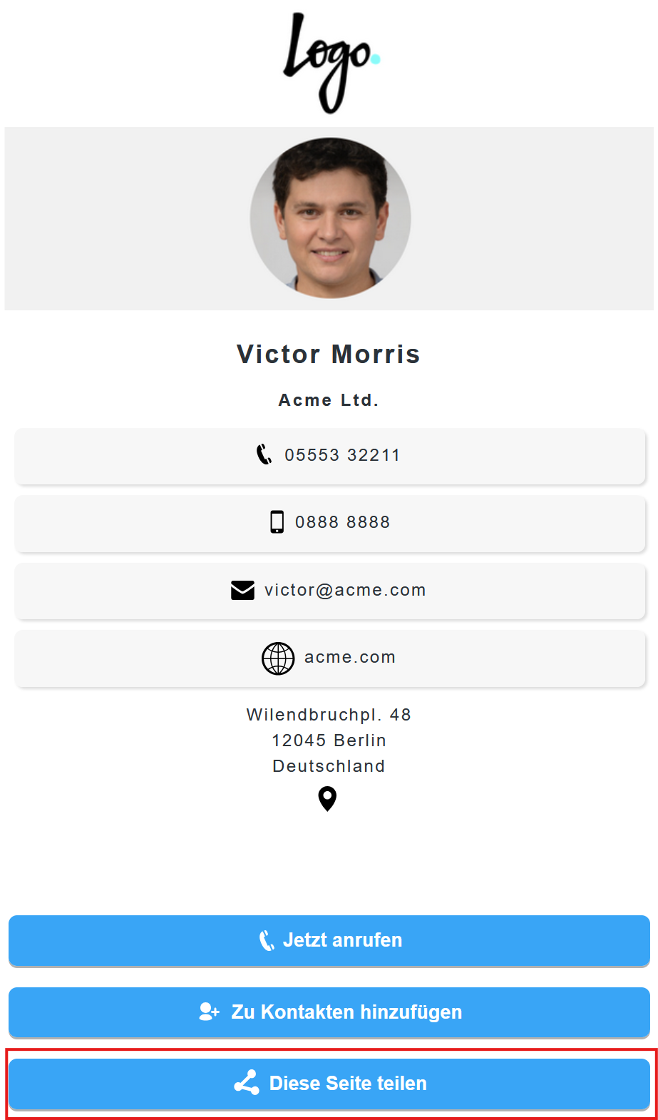 Eine digitale QR-Planet-Visitenkarte 