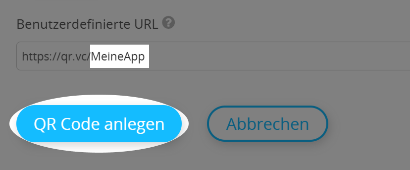 Screenshot der Schaltfläche "QR Code anlegen" auf der "App Store QR Code Seite" 