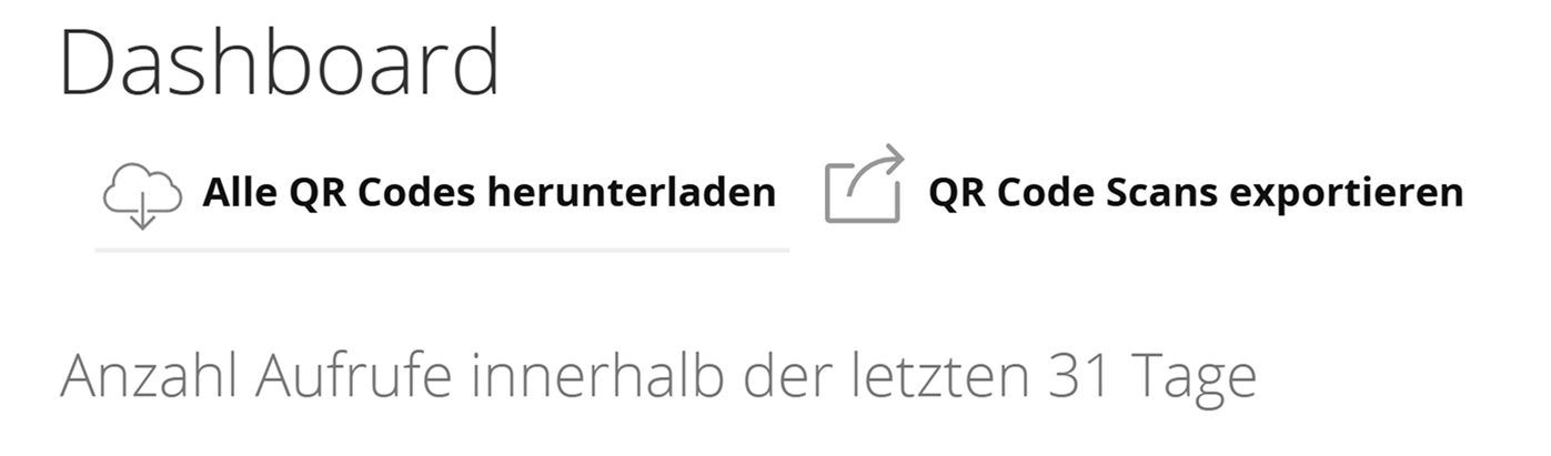 Screenshot der ausgeblendeten Schaltflächen "Neuer QR Code" und "Landing Page erstellen" im Benutzer-Dashboard 