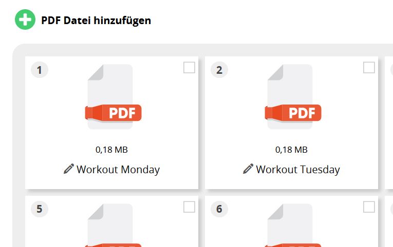 Hochgeladene PDF-Dateien im Medienbereich 