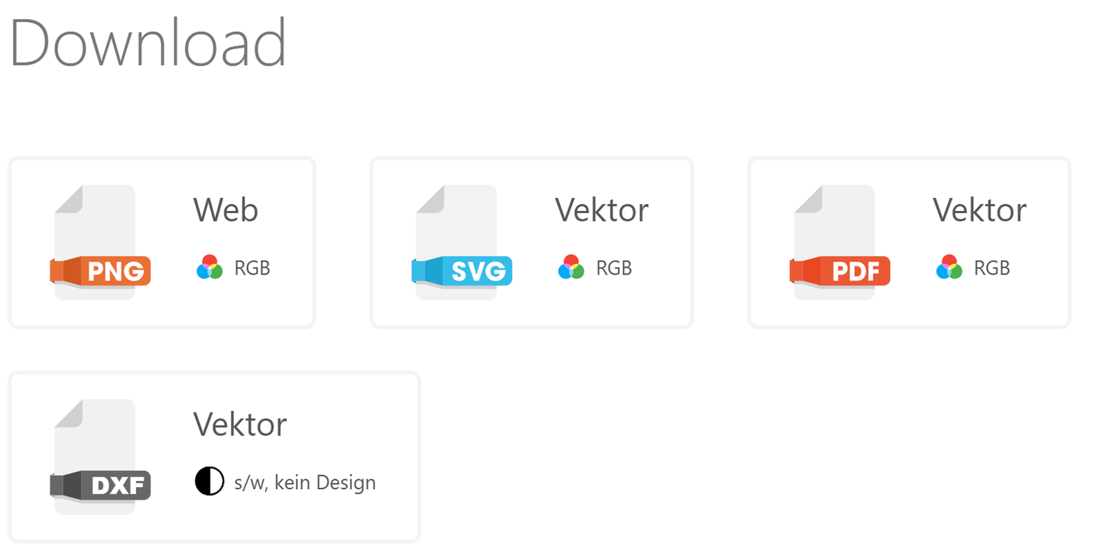 Screenshot der verschiedenen Dateiformate im Tab "Download" 